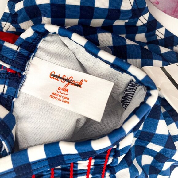 Cat & Jack Plaid Bow Baby Infant Girl Swimsuit One Piece Bathing Suit 6-9 months - Picture 4 of 5